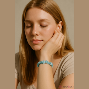 Larimar Blue Natural Stone Stretch Bracelet